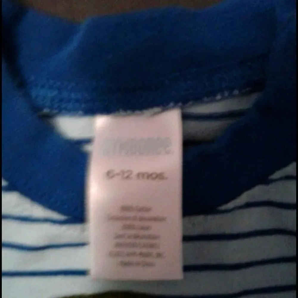 Gymboree Blue Striped Cute 3D Monkey Face 6-12 M Baby Boy Long Sleeve Onsie